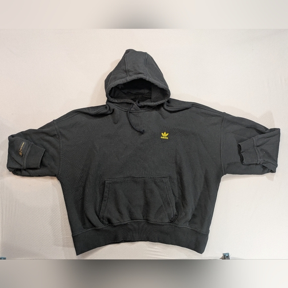 Adidas Marimekko Hoodie Super Oversized Baggy Unisex Flower Black Gold XL - Picture 1 of 11